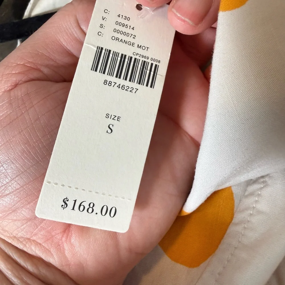 Anthropologie Maeve Dylan Mierzwinski Orange Print Midi Dress | Size S - Picture 8 of 9